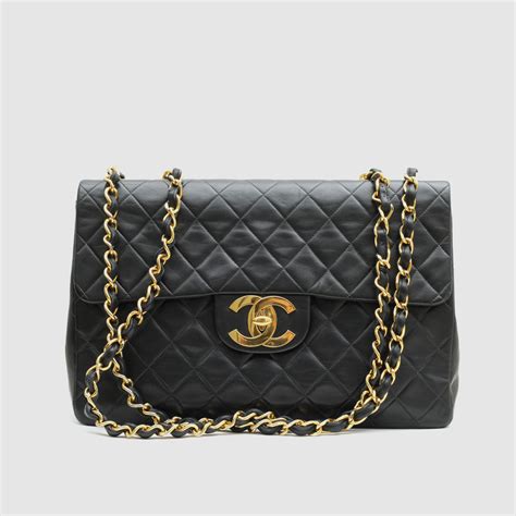 black chanel bag big|chanel black classic flap bag.